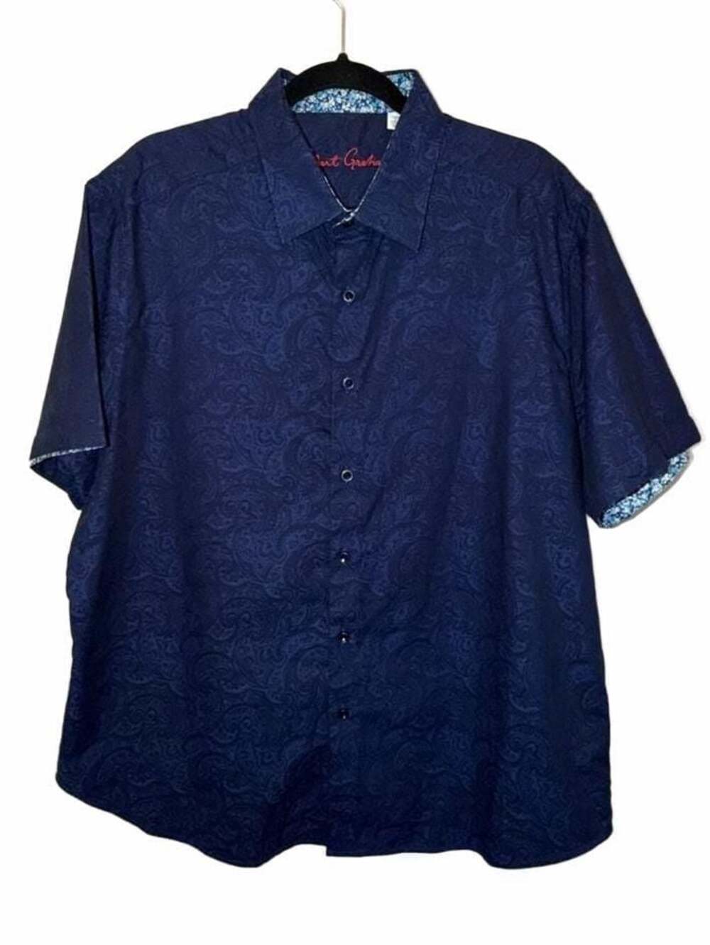 Robert Graham Blue Paisley Short Sleeve Button-Up Shirt